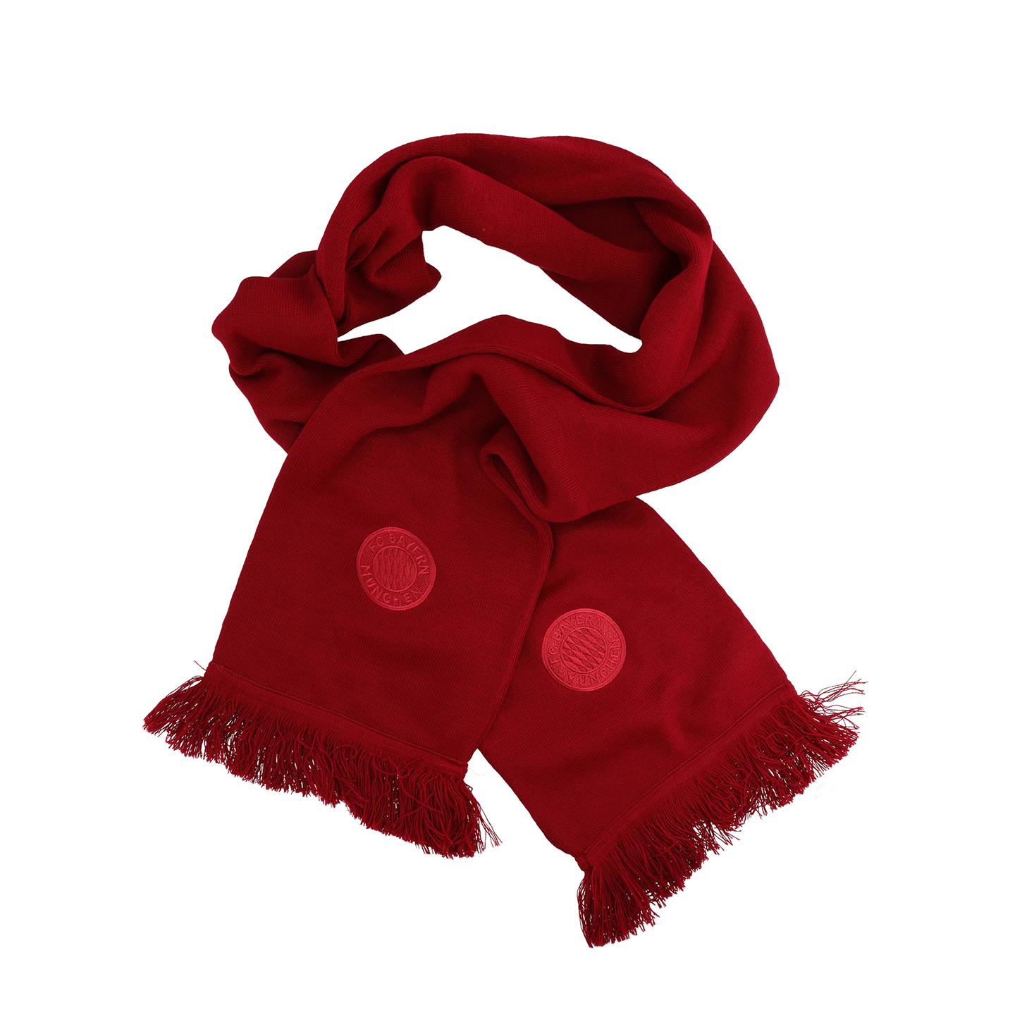 进口拜仁围巾酒红色时尚针织刺绣logo带流苏官方正品55076品德居