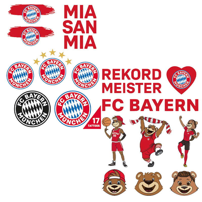 34146品德居拜仁踢足球周边17个单元多场景皮肤纹身贴纸组合