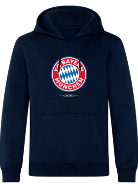 进口拜仁外套卫衣男士深蓝袋鼠兜帽衫内起绒官方正品34882品德居