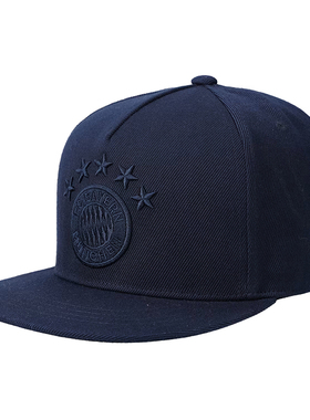 进口拜仁帽子深蓝色刺绣logo纯棉平檐棒球帽官方正品35532品德居