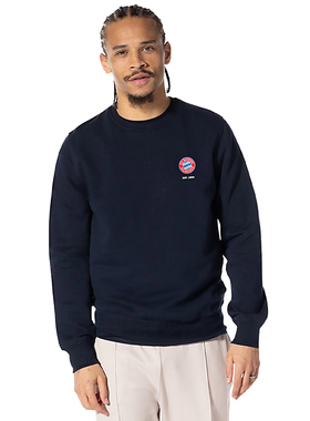 进口拜仁外套卫衣男士深蓝圆领运动衫内起绒官方正品34880品德居