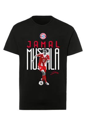 进口拜仁t恤短袖穆西亚拉25/26黑色纯棉少年官方正品54402品德居