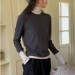 冬 644女打底衫 AMOMI冬日青春 撞色磨毛TA