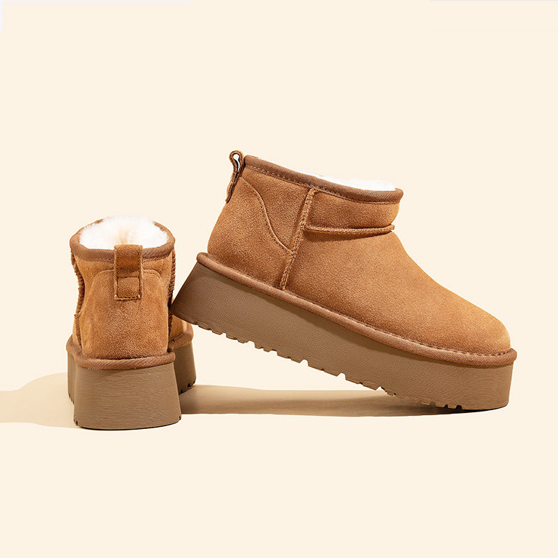 桑坡雪地靴羊皮毛一体防滑厚底