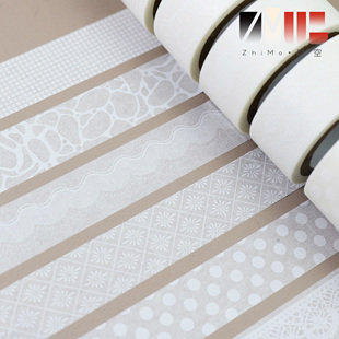 纸陌时空白墨纸胶带整卷白墨打底盐系淡彩基础款 手账搭配拼贴韩系