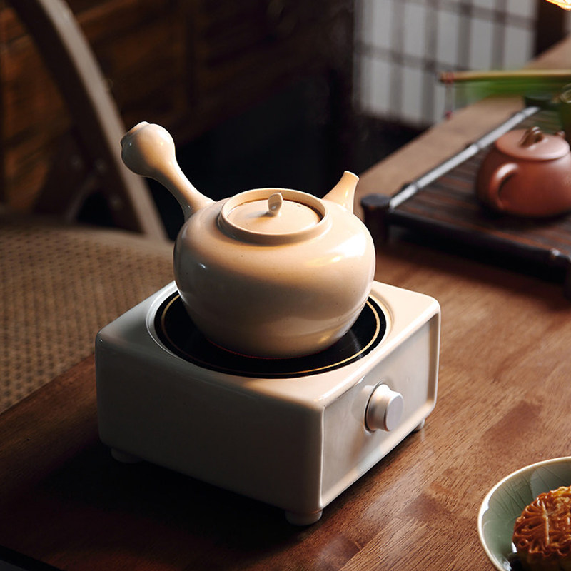 侧把陶瓷泡茶壶草木灰电陶炉煮茶烧水壶功夫茶具套装陶土煮茶器