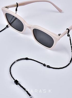 黑玛瑙眼镜链女长项链口罩链原设计新中式质感法式高端复古挂脖链