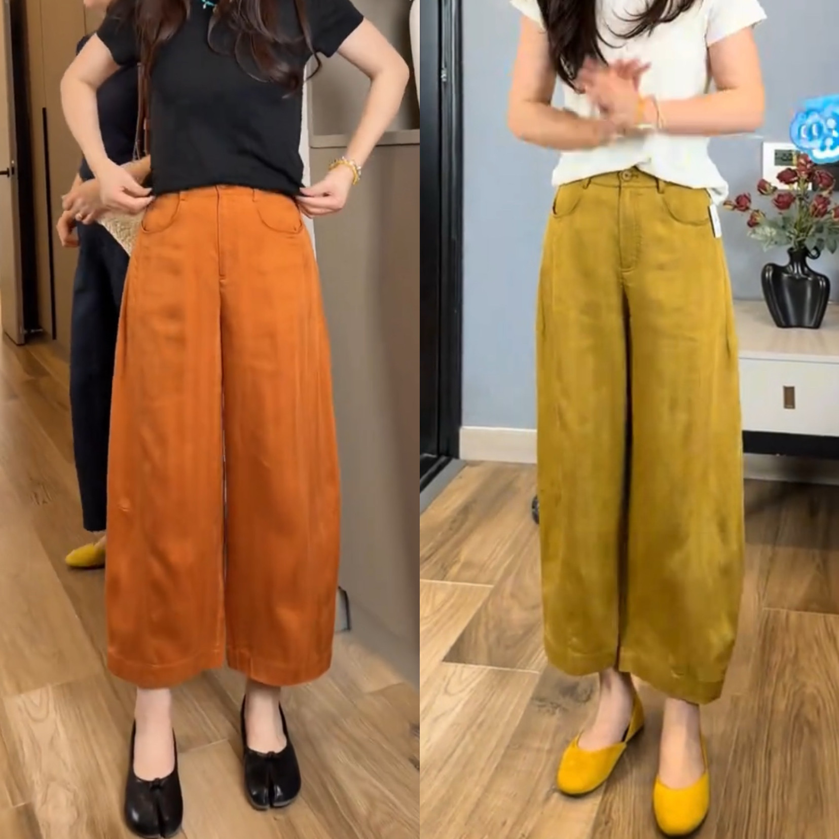 天丝亚麻九分哪吒裤女夏季新款高腰垂感显瘦减龄垂感气质休闲裤