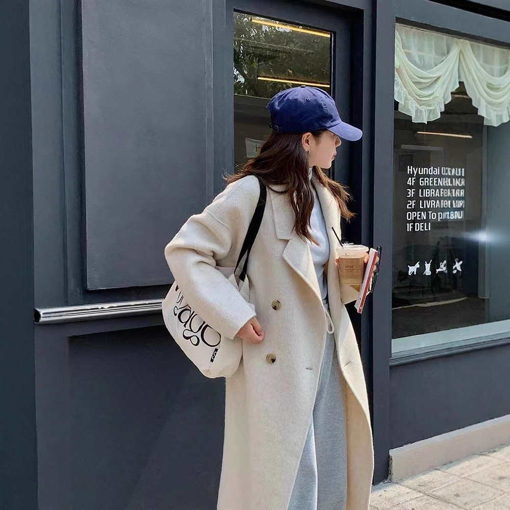 广州十三行高货！高级感满满~韩版中长款设计羊毛呢子大衣外套女