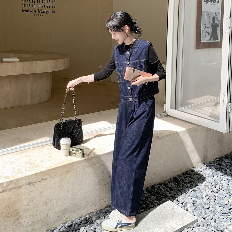 2025秋冬款牛仔套装时尚简约显瘦高端大气通勤风品质气质女百搭