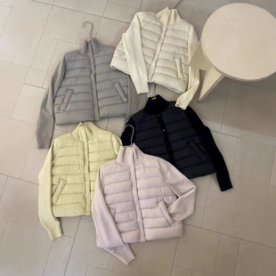 广州十三行白鸭绒!2025冬款针织立领拼接百搭休闲排骨羽绒服外套