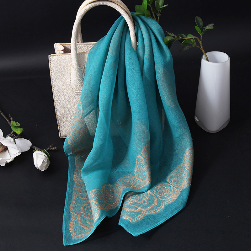 披肩精美刺绣空调混纺围脖小丝巾