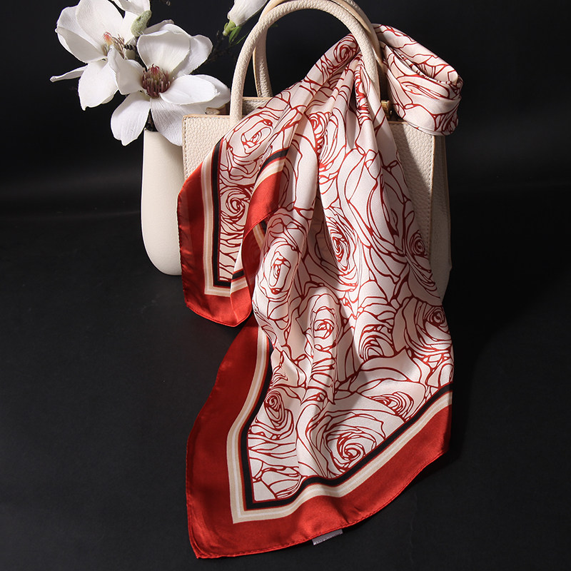 高级印花真丝小丝巾护颈装饰系脖