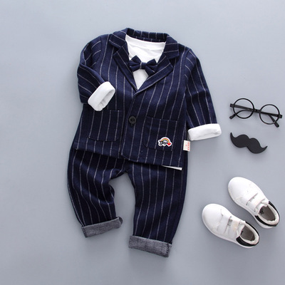 男装西服套装春秋2026新款小童012345周岁婴幼儿童礼服三件套潮