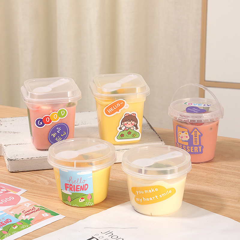 一次性布丁杯子酸奶冻带盖打包盒