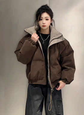 美式立领加厚三防羽绒棉服男