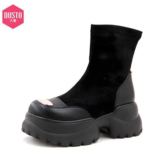 大东女2025新款秋冬季复古厚底短靴运动老爹小个子休闲弹力袜靴