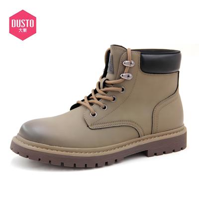 大东马丁靴男鞋24冬季韩版圆头系带户外靴中跟短靴男鞋24D6126