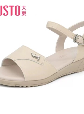 大东妈妈鞋女2023夏季新款简约风中跟坡跟凉鞋露趾女鞋23X1209
