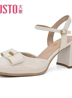 大东24春季韩版小众时尚后空粗跟半包凉鞋百搭舒适单鞋24C1609