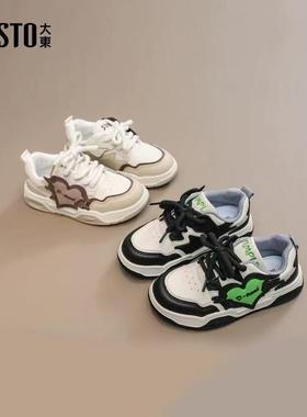 大东中童休闲鞋童鞋24秋季新款时尚拼接魔术贴平底中跟24Q1487
