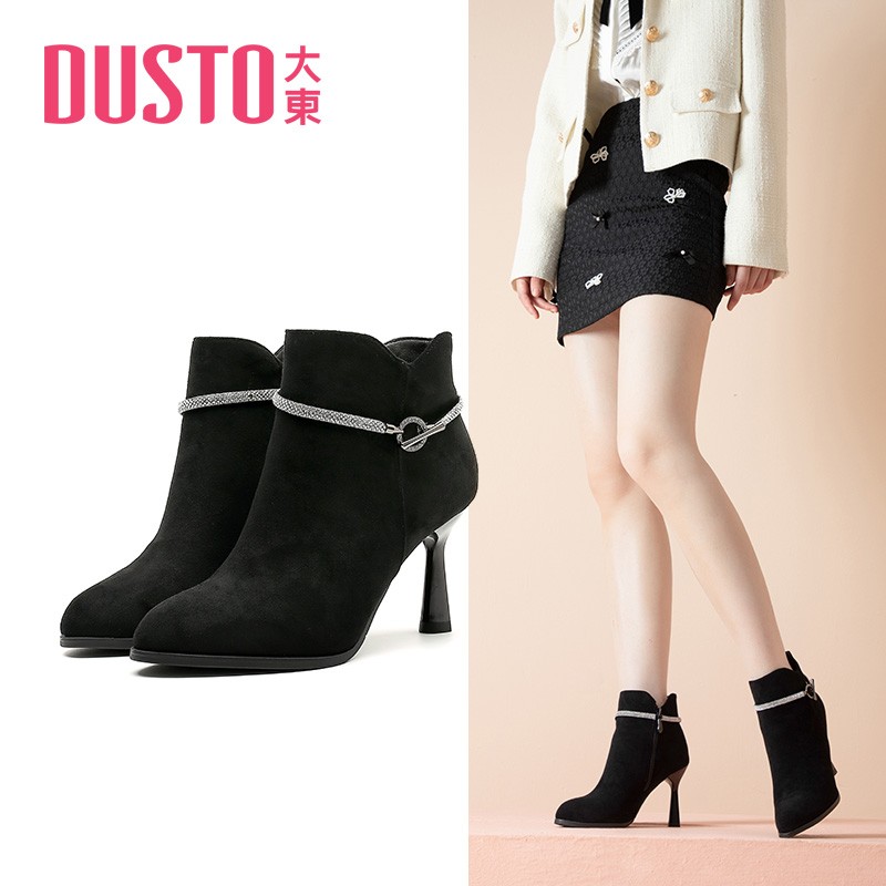 大东细跟短靴女鞋22新款冬季优