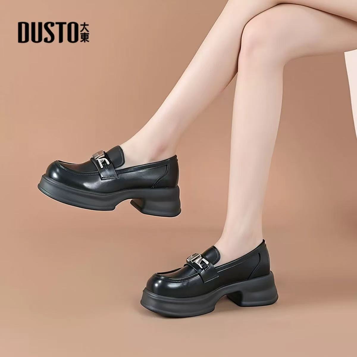 中跟套脚乐福鞋圆头时尚休闲