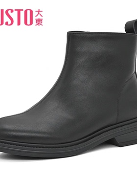 大东时装靴23年冬季新款时尚简约车缝线低跟粗跟加绒短靴23D3719