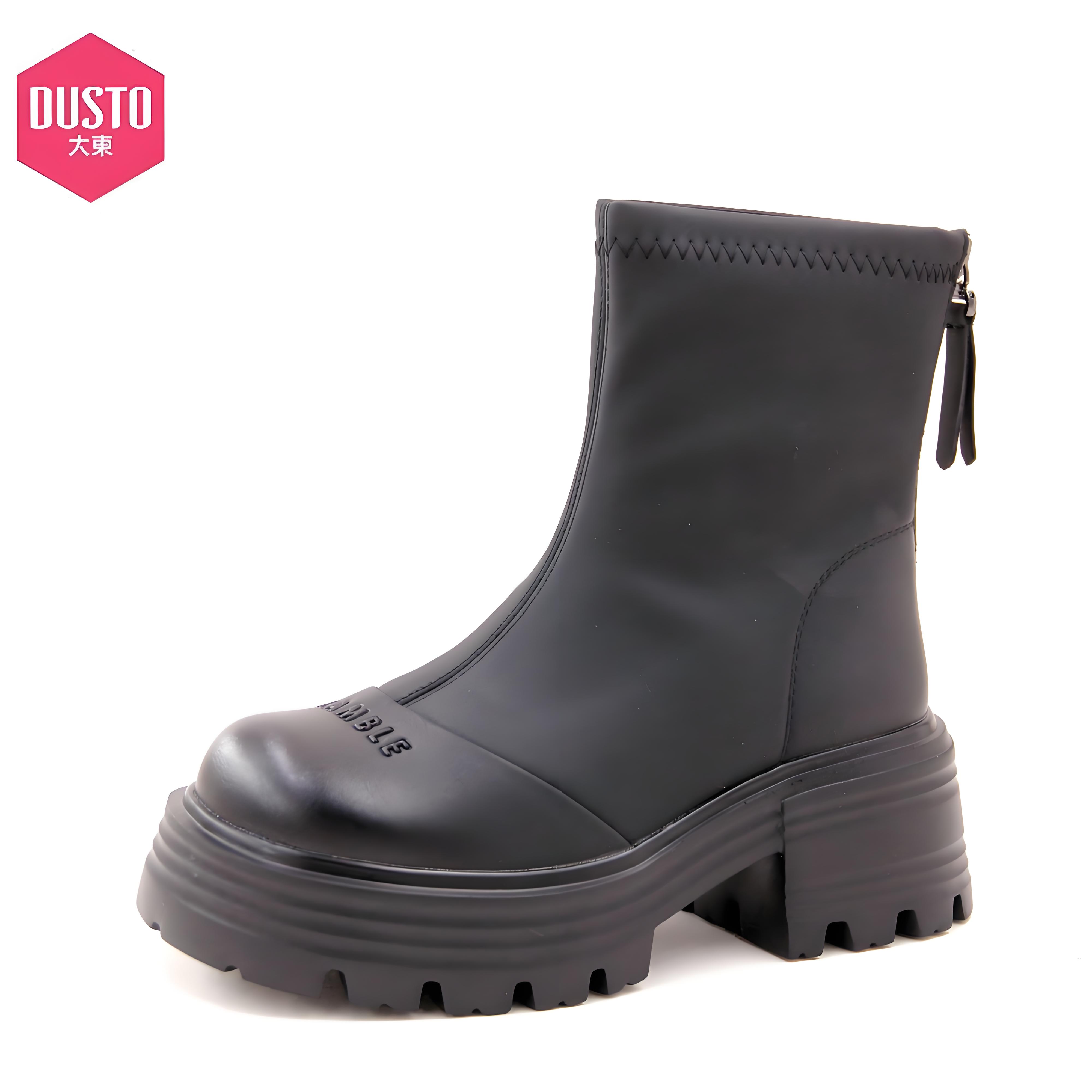 大东24新款冬季厚底马丁鞋英伦风复古小个子增高短靴子女潮