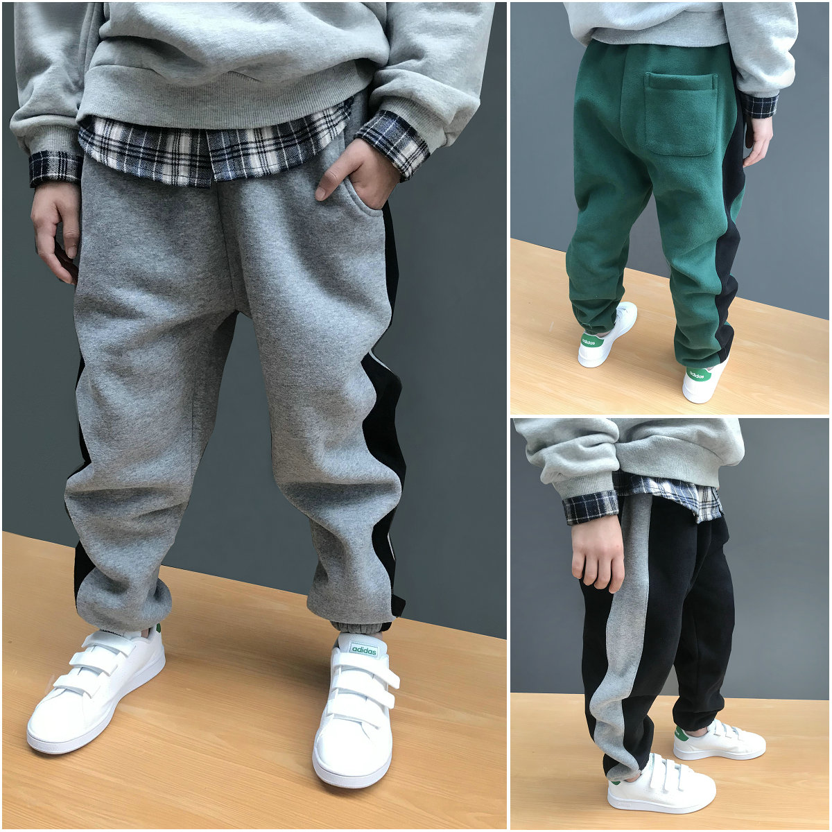 外裤高腰加绒小孩宽松保暖