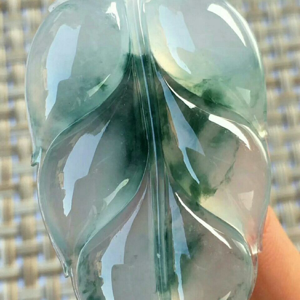 缅甸翡翠天然吊坠飘花树叶老坑冰种叶子金枝玉叶挂件男女玉石玉器