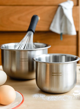 AMAGOUR安柚  304双层不锈钢内外拉丝打蛋盆蛋白奶油打发大小号