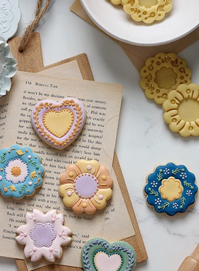 AMAGOUR正品情人节爱与花海樱花爱心花朵弹簧按压饼干馒头模具