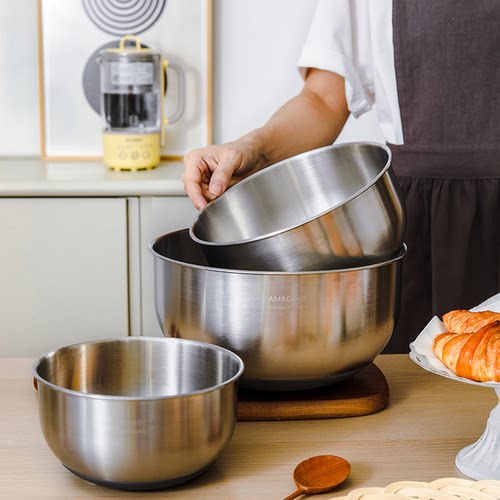 Amagour304不锈钢打蛋盆防滑