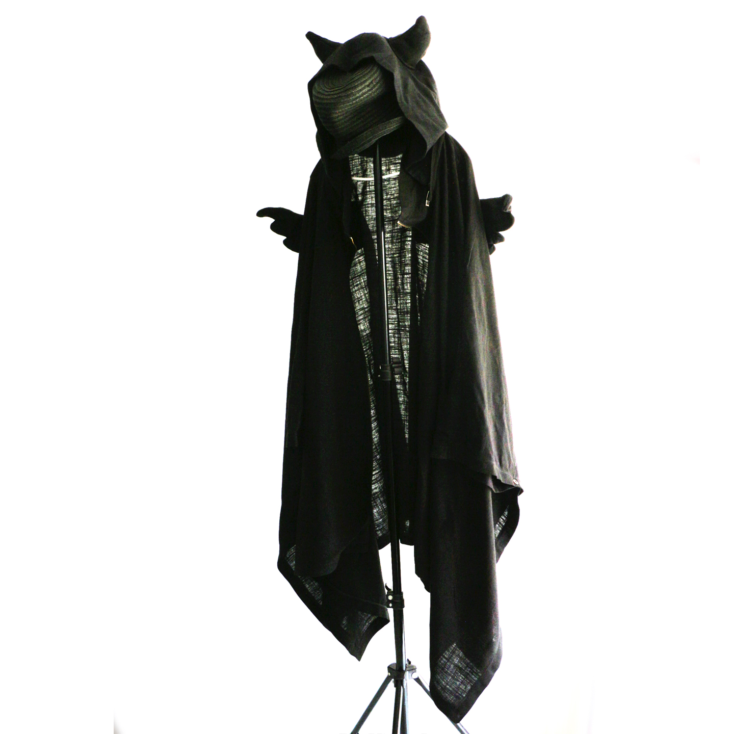 个性蝙蝠衫开衫恶魔角中长款衬衫