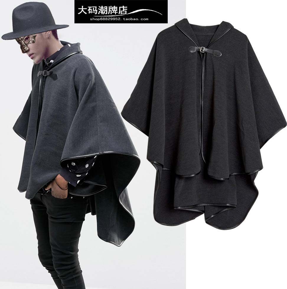风衣男披肩外套斗篷男士披风蝙蝠衫大码宽松个性潮呢子大衣男短款,男装,毛呢大衣,淘宝优惠券,粉丝福利购,淘宝优惠卷