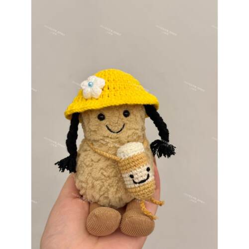 jellycat娃衣装饰15cm趣味花生幼稚园麻花辫奶茶包包11cm花生企鹅
