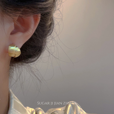 SUGAR 哑光金属c形耳钉简约高级感小众独特设计通勤百搭耳环女