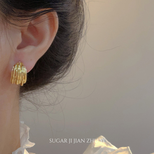 韩系ins多层金属C圈耳钉小众设计感高级冷淡风简约个性百搭耳环女