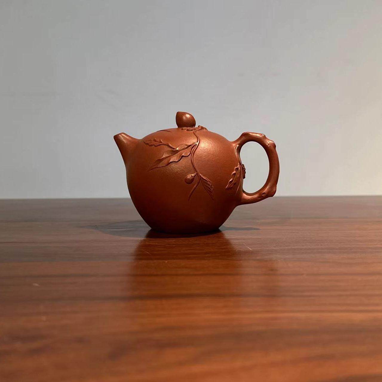 90年代新款茶具一善茶道好料大红袍泥纯手精工经典寿桃壶尚古堂款