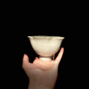 60年代仿宋湖田窑青白瓷 精美刻花梅花形水盂 素雅果子器赏盘小碗