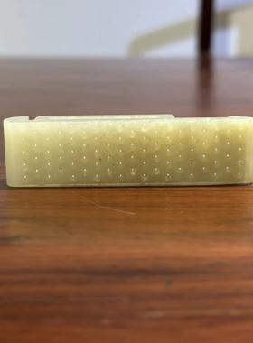 明代新疆和田老青白玉 大美手工雕谷纹腰带箭扣 温润玉摆件手把件