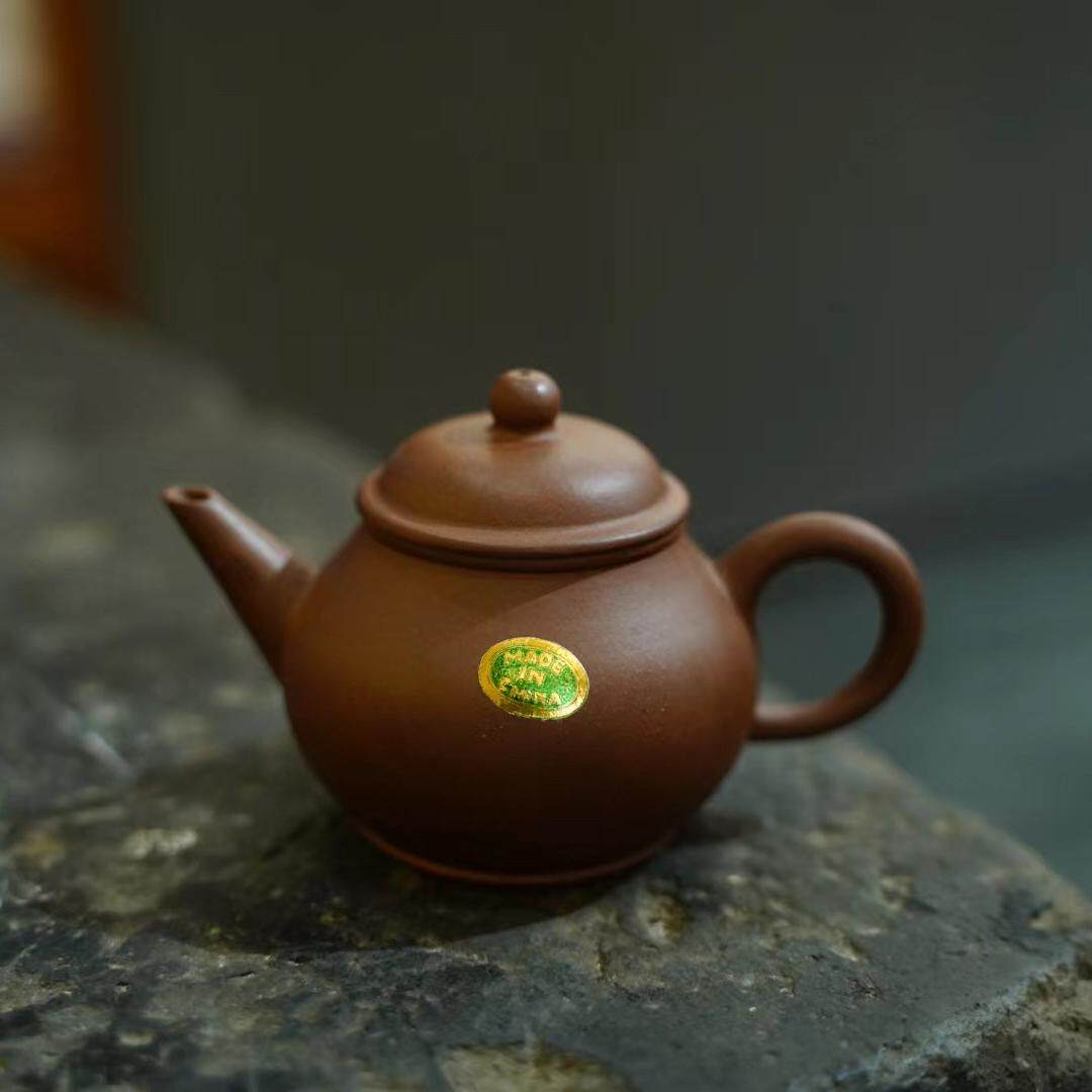 70年代早期紫砂一厂原矿老紫泥 芭乐水平壶精品绿标 孟臣小品100c
