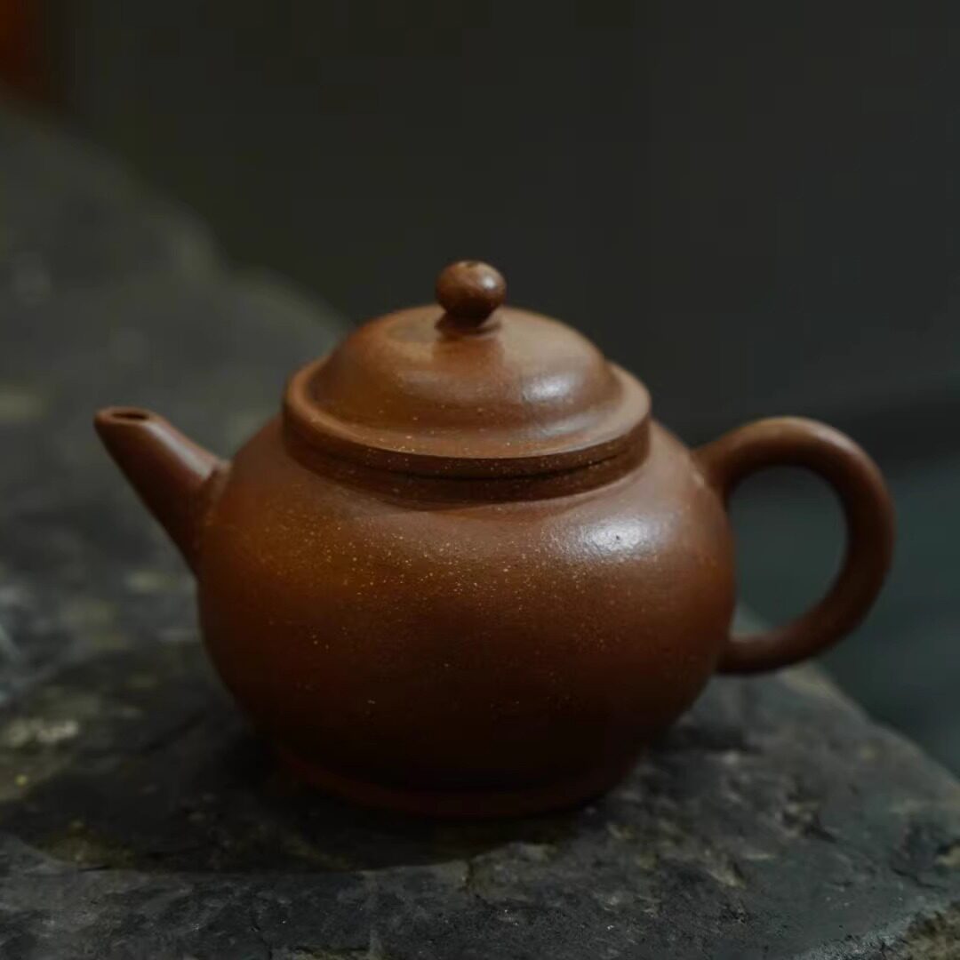 80年代台湾定制紫砂壶 全手工原矿老桃花泥 工夫茶小品水平壶105C