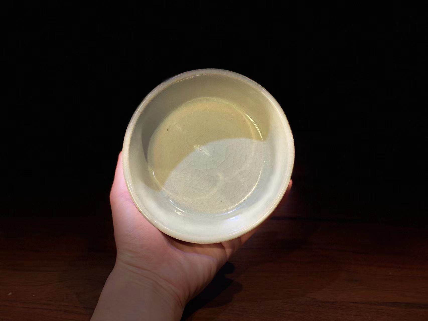 古器物宋朝瓷器文房笔洗 龙泉窑青瓷开片盘 工夫茶道茶席器壶承托