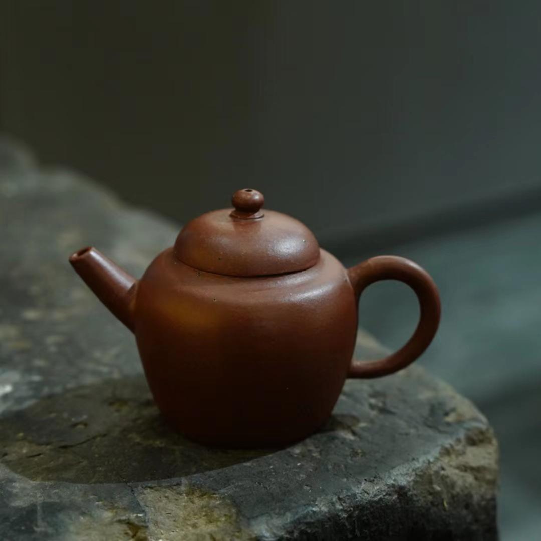 80年代紫砂壶老紫泥巨轮珠