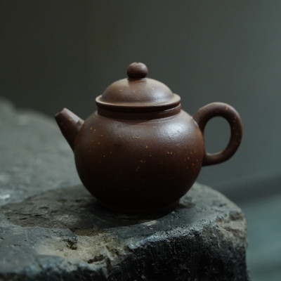 50年代日本回流紫砂壶 原矿老紫泥全手工 铺砂巨轮珠中式工夫小品