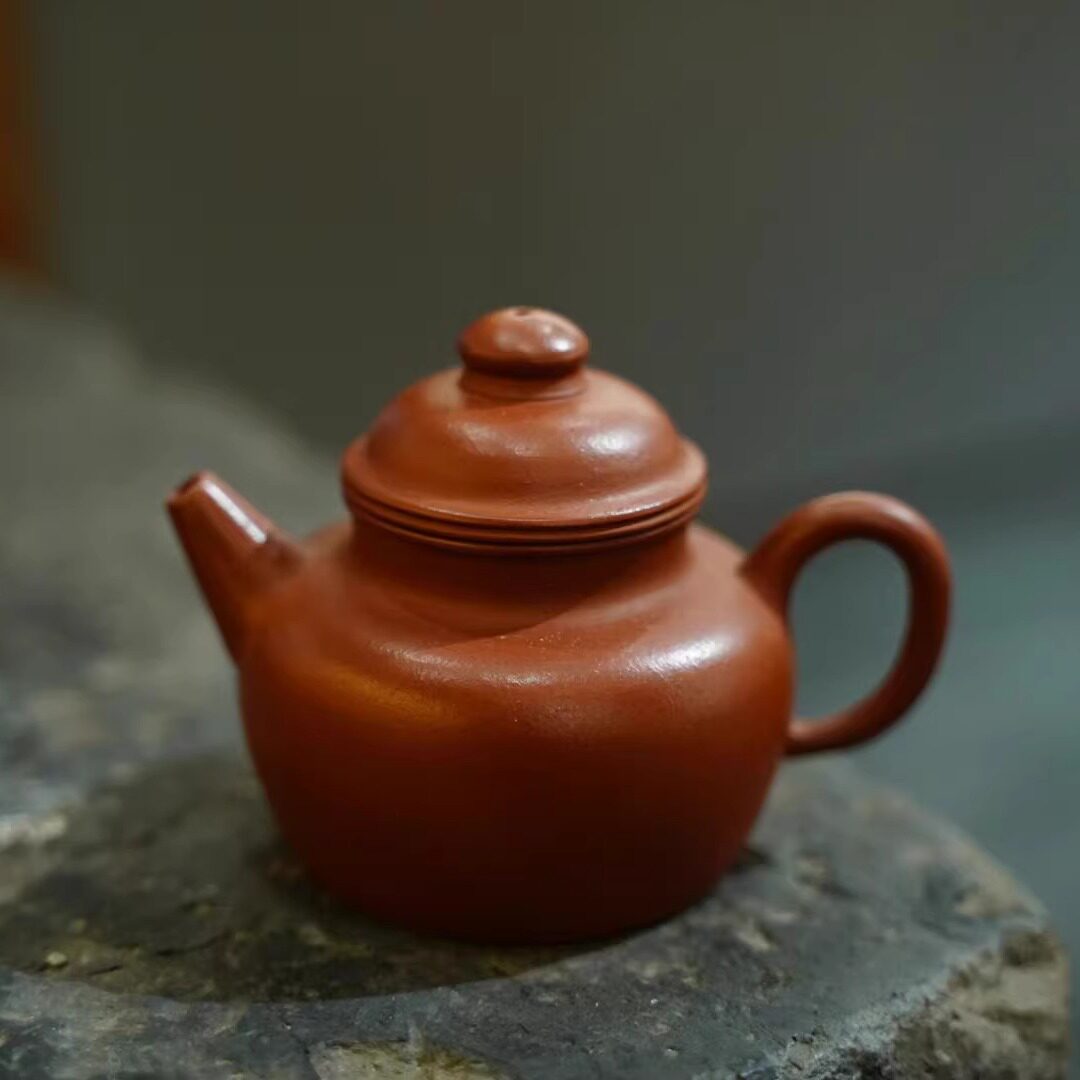 80年代台订紫砂壶 原矿老朱泥巨轮珠壶 工夫小品孟臣款泡茶道120c