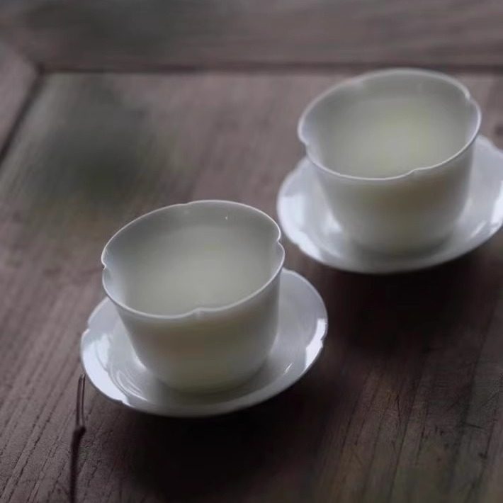 90年代台湾订单 德化窑白瓷色润 花型酒盅茶杯套装 工夫茶席器,餐饮具,茶杯,淘宝优惠券,粉丝福利购,淘宝优惠卷