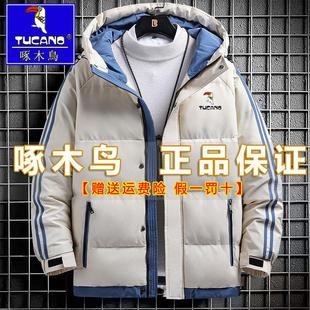 啄木鸟青年冬季羽绒服男款2025新款加棉加厚休闲潮流连帽棉衣外套